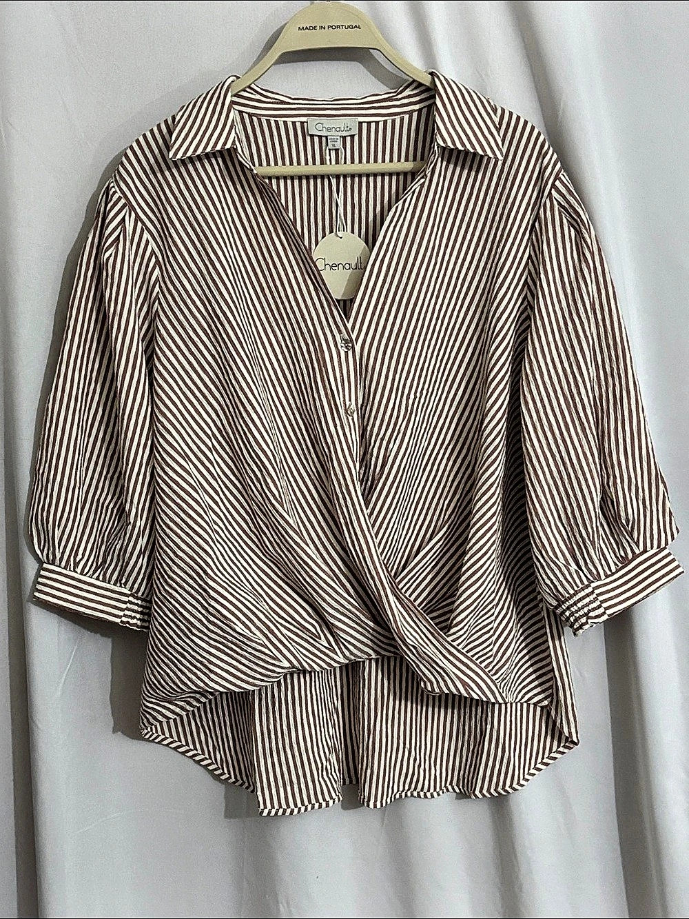 Chenault Striped Twist Front Top in Red & Cream XL NWT